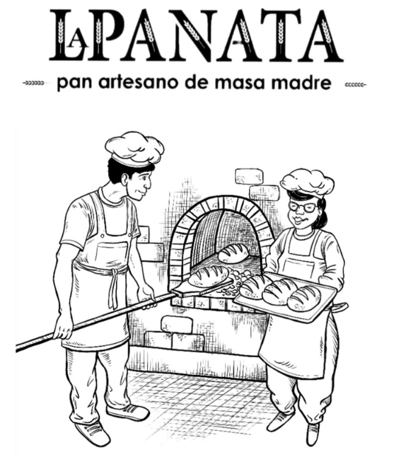 Ilustración de los panaderos de La Panata horneando ante el horno